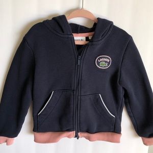 Navy & pink Lacoste girls sweatpant/hoodie set